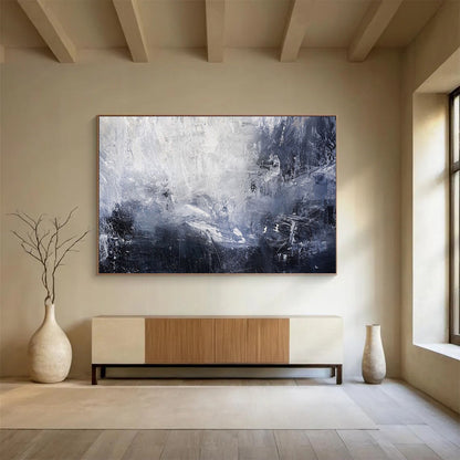 Monochromatic abstract painting with dynamic brushstrokes CT1671
