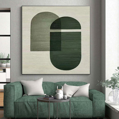 “Dark Green Geometric Overlaps”，Minimalist Abstract Art CT0594