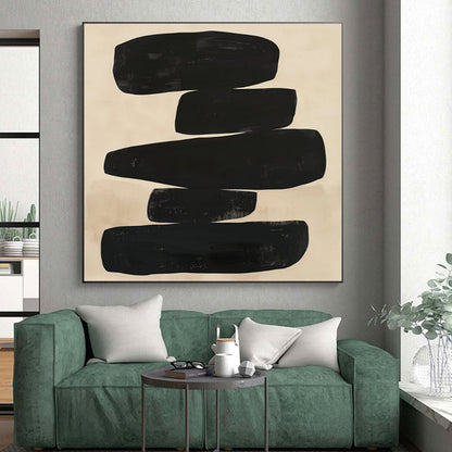 “Stacked Black Forms” Abstract Acrylic Art CT0276