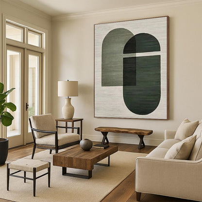 “Green Geometric Overlap - Modern Harmony” Painting On Canvas DKH1131
