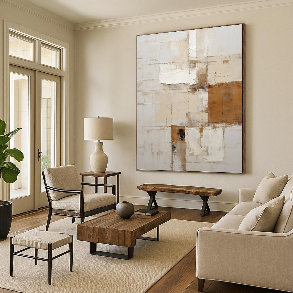 Earthy Neutrals Abstract Composition - Abstract Painting On Canvas DKH1317