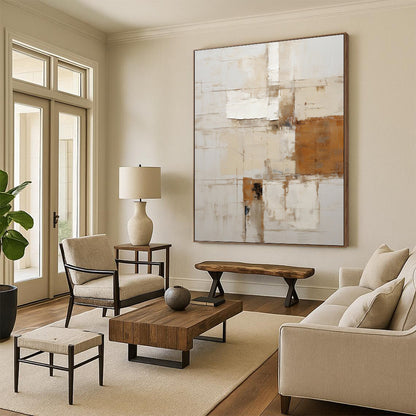 Earthy Neutrals Abstract Composition - Abstract Painting On Canvas DKH1317