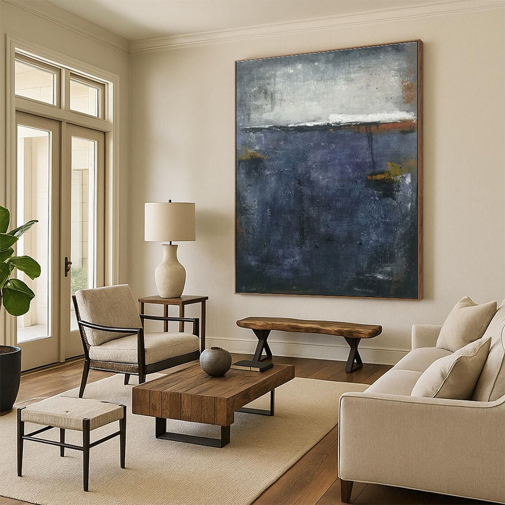 “Moody Gray and Blue” ，Abstract Landscape Oil Painting CT0903
