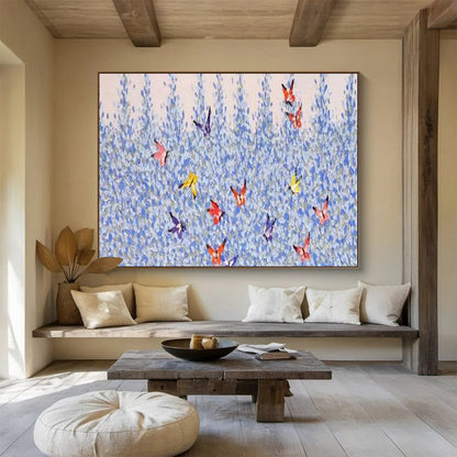 Butterflies In Blue Field Painting On Canvas DKH659