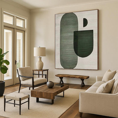 “Green Geometric Variation - Dynamic Shapes” Painting On Canvas DKH1132