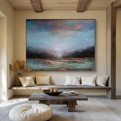 “Colorful Sky Over Glowing River” - Enchanting Landscape Painting On Canvas DKH780