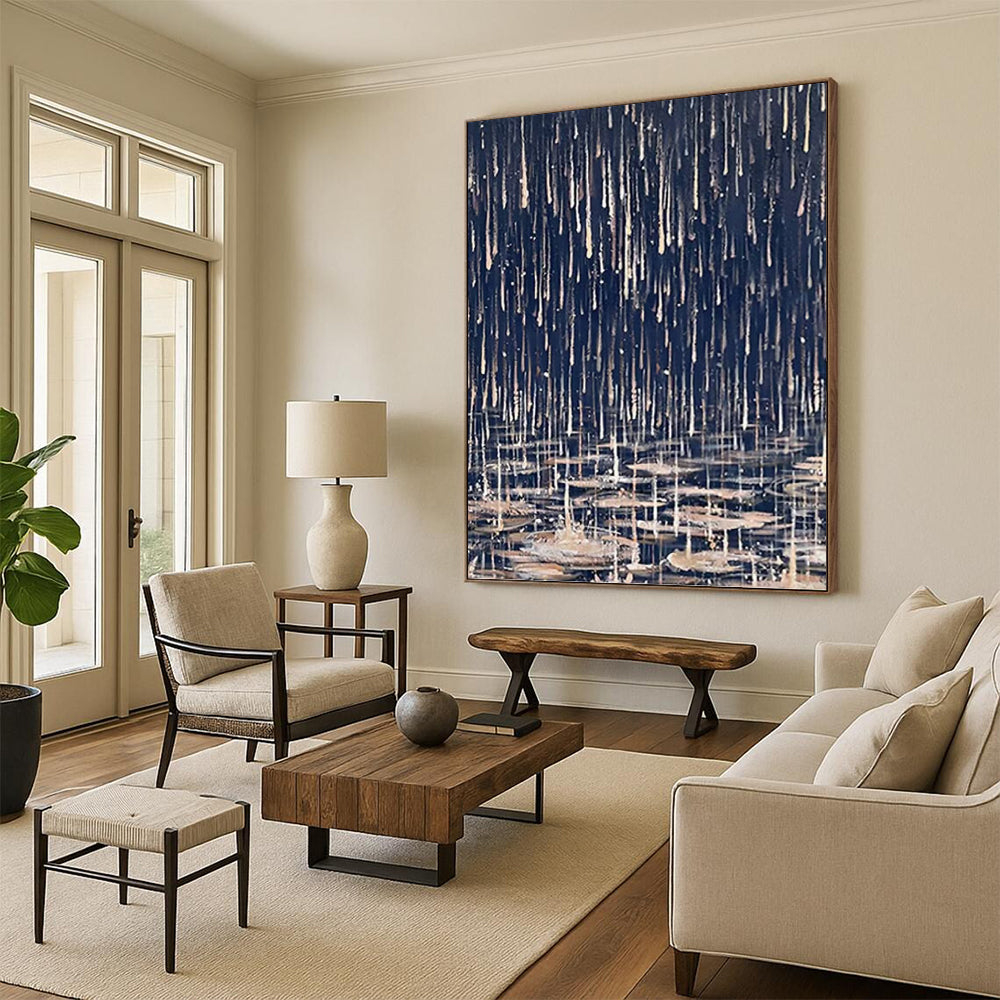 Rainy Night with Reflective Puddles Abstract - Abstract Painting On Canvas DKH1325