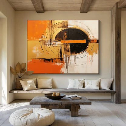 “Vibrant Orange And Black Abstraction” Abstract Painting On Canvas DLZ105