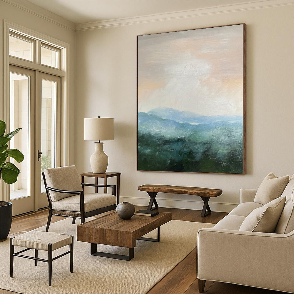 “Soft Tonal Mountainscape” - Impressionist Landscape Painting On Canvas DTP010