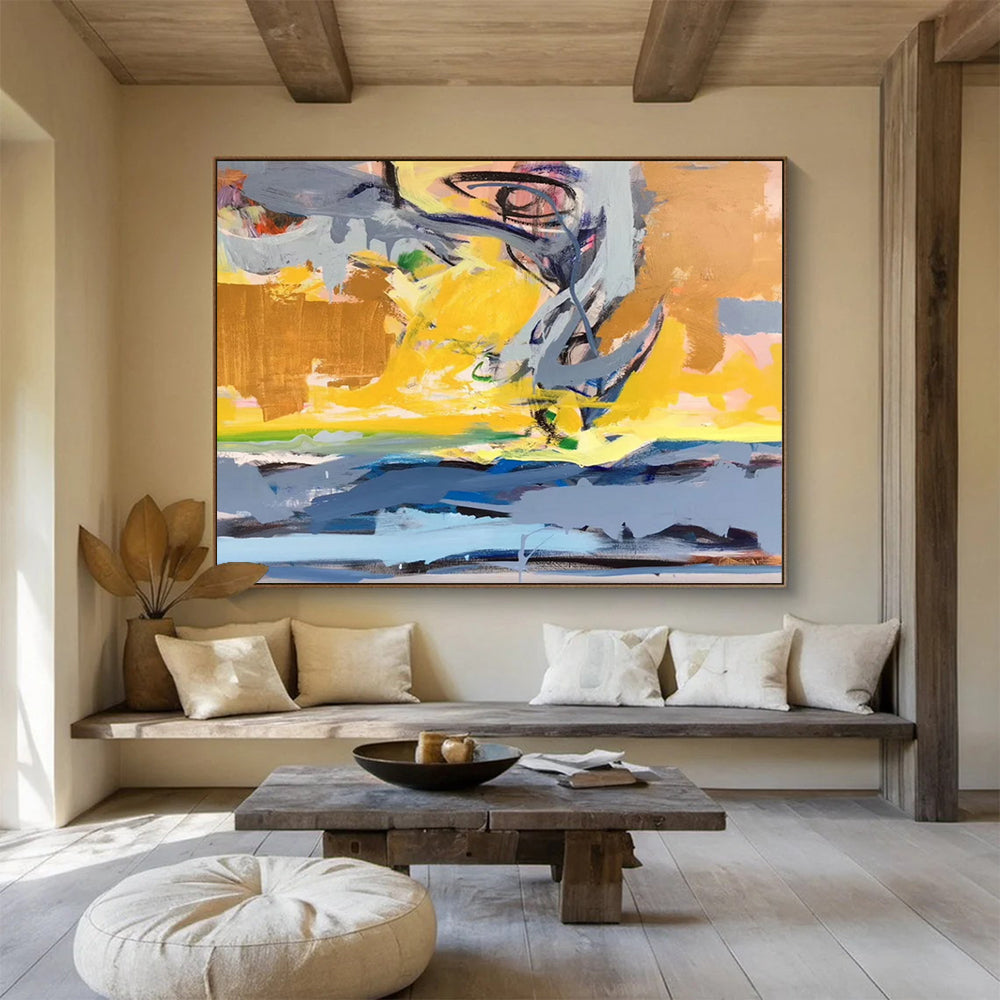 “Colorful, Abstract Sunset ‘Vibrant Horizon Mix’” - Expressionist Abstract Painting On Canvas DLZ034