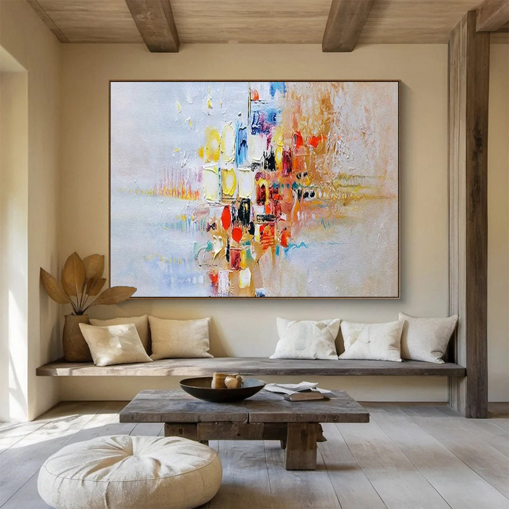 Colorful Abstract Cityscape - Textured Urban Painting On Canvas DLZ180