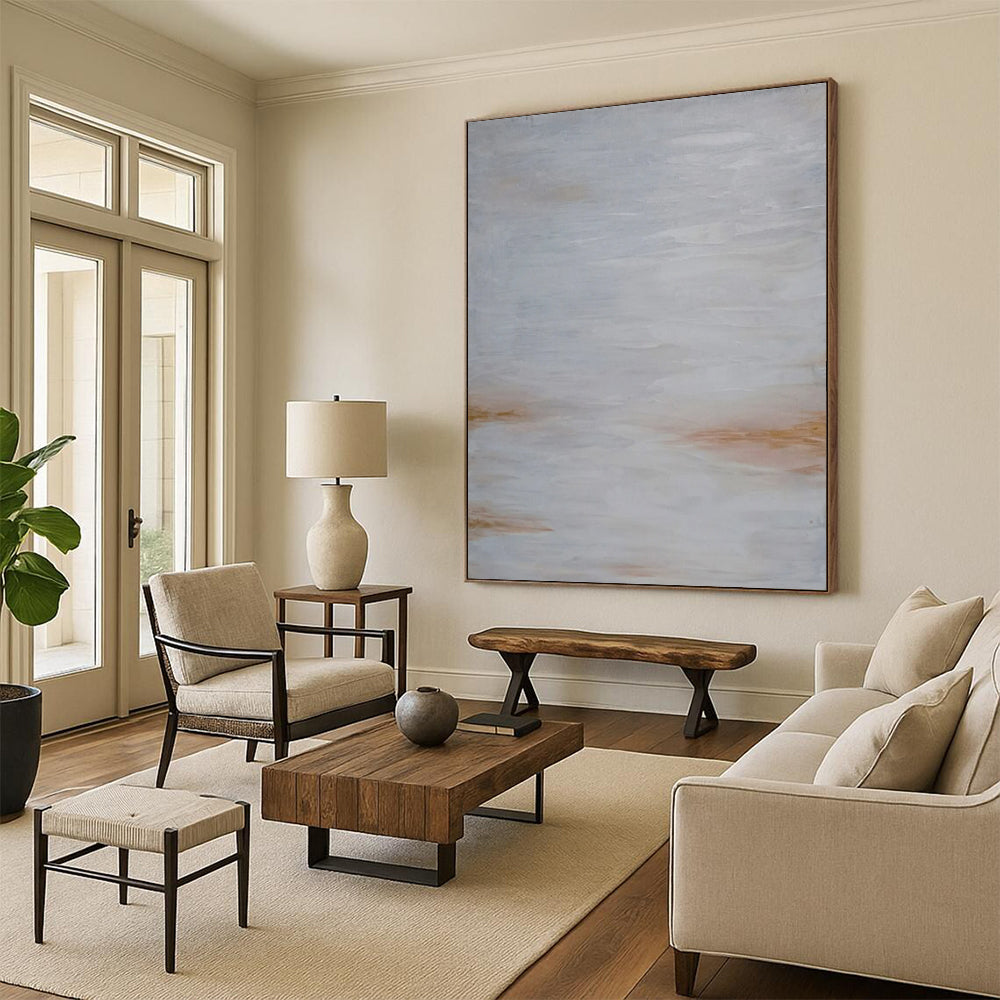 “Soft Gray & Brown Abstract Haze” - Abstract Painting On Canvas CT2322