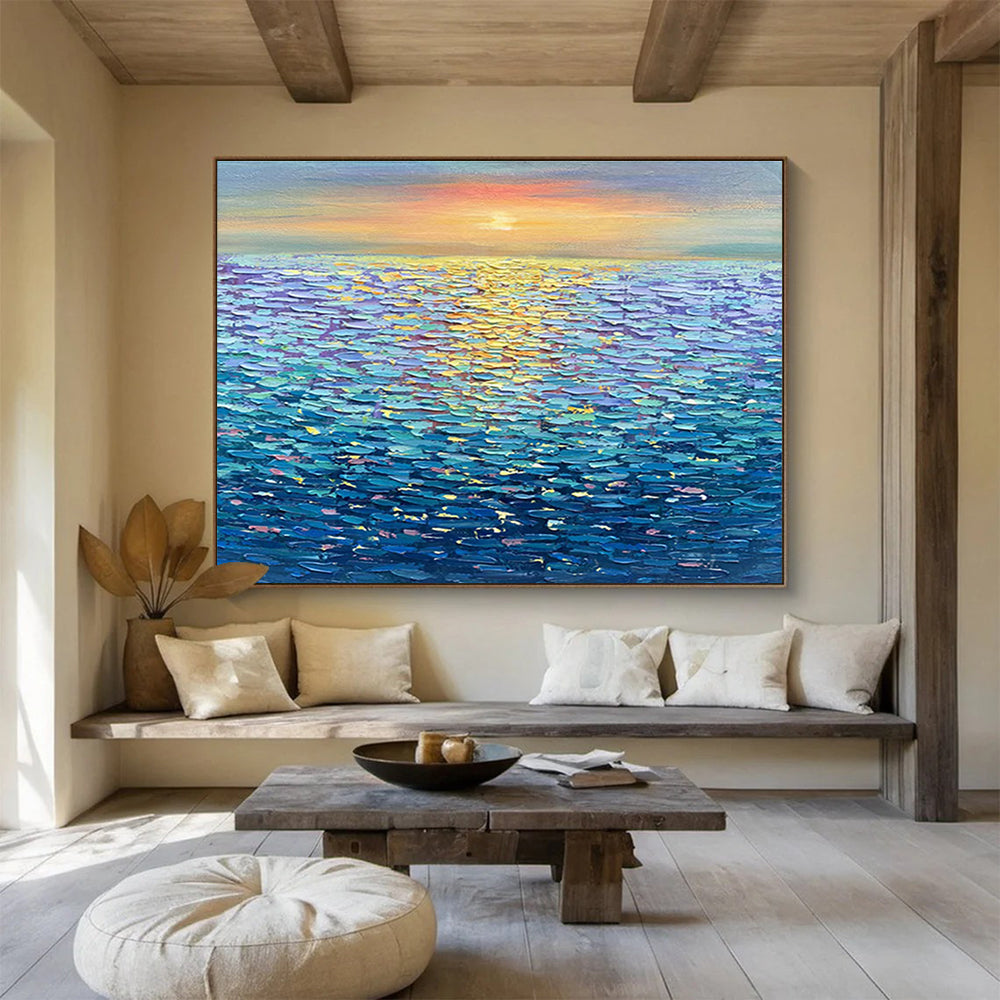 “Sunset Ocean View” - Realistic Seascape Painting On Canvas DKH855