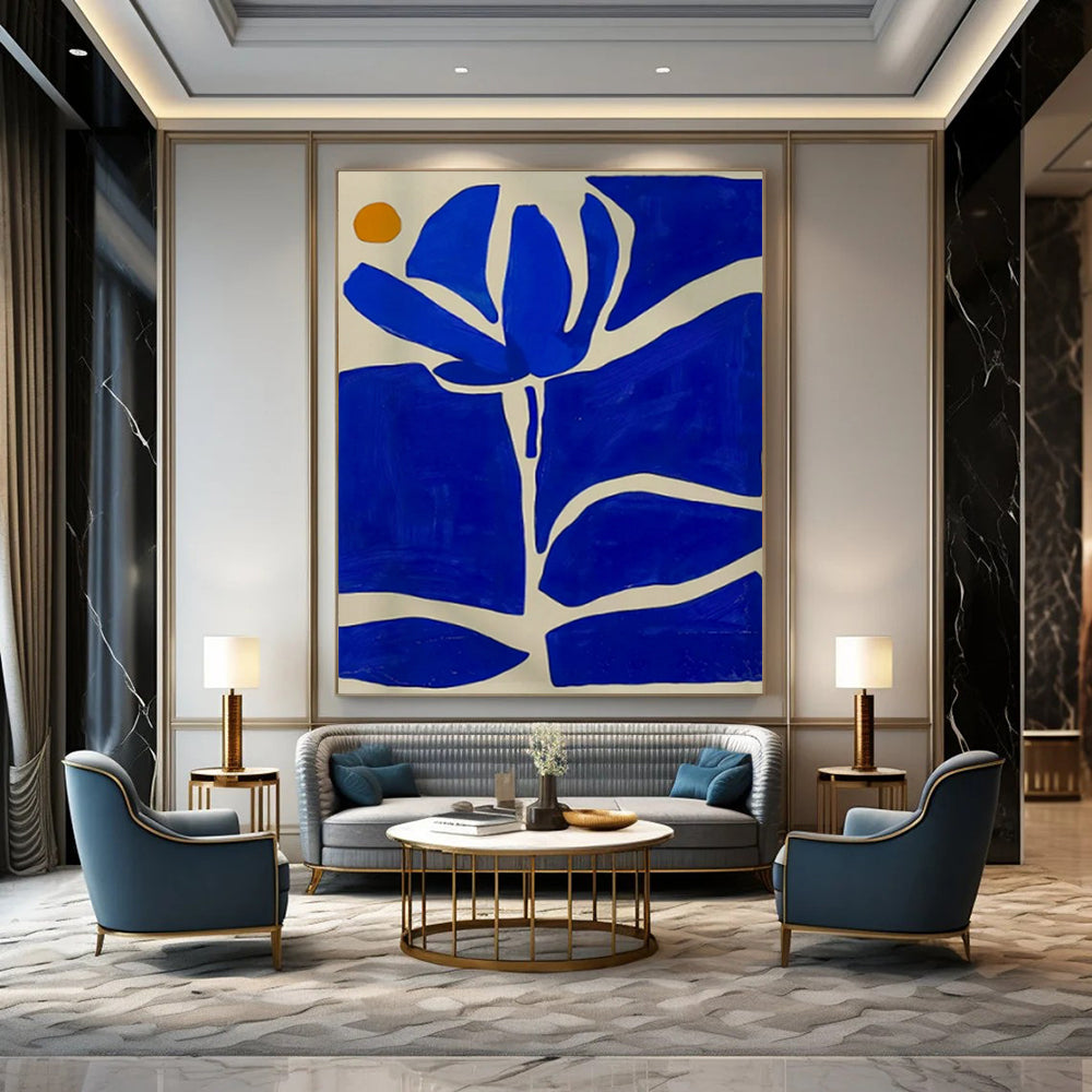 “Blue - White Floral Abstract” ，Abstract Floral Acrylic Painting CT0949