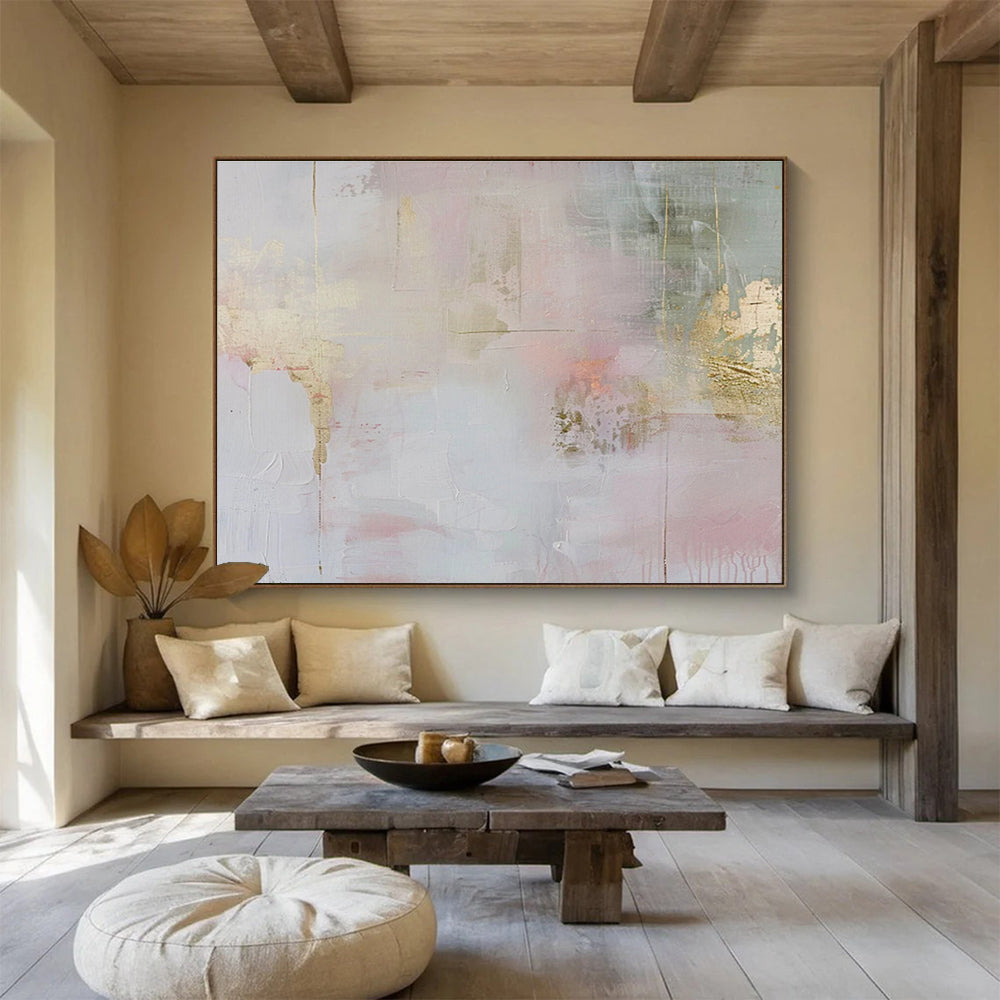 “Pastel & Gold Elegance” Abstract Acrylic Painting On Canvas DKH484