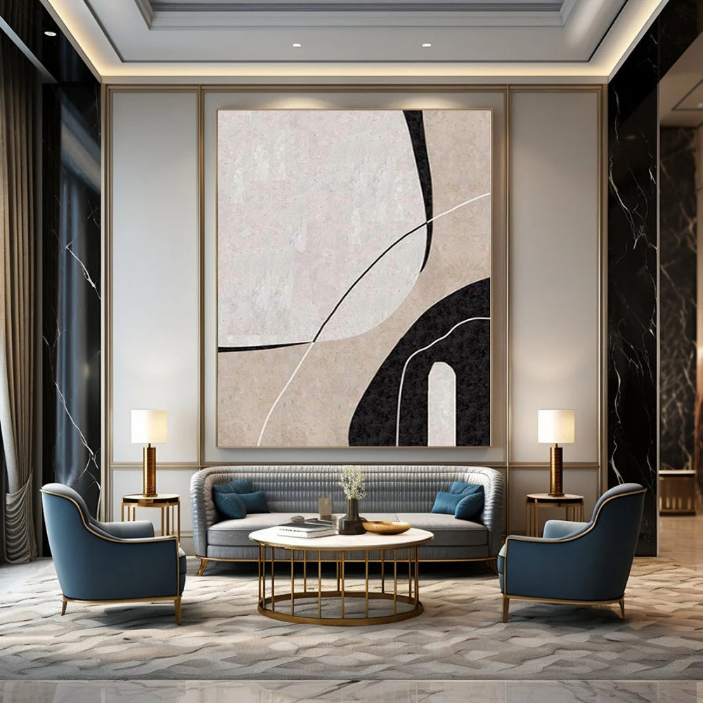 “Neutral Geometric Curves” – Abstract Geometric Painting CT1104