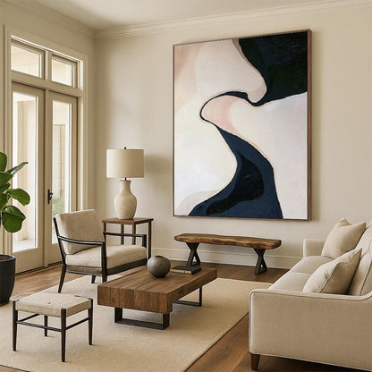 “Curved River in Neutral Tones”，Abstract Landscape Style CT0664