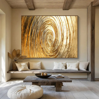 “Golden Spiral Textures” Abstract Textured Painting On Canvas DLZ167