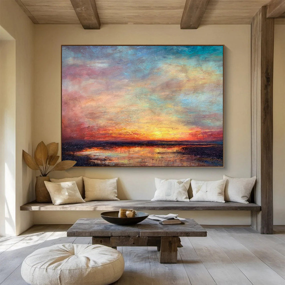 “Vibrant Colorful Sunset Sky” - Expressive Landscape Painting On Canvas DKH776