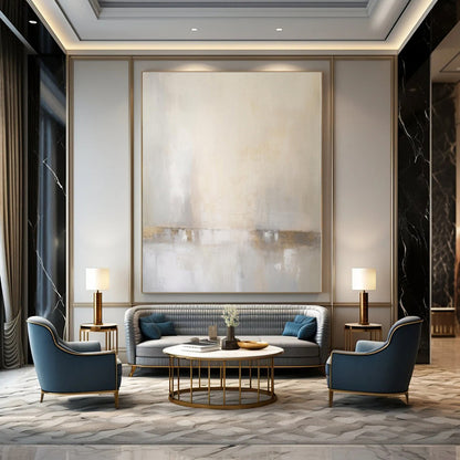 Soft Neutrals with Gold Hints - Minimalist Abstract Oil On Canvas CT1299