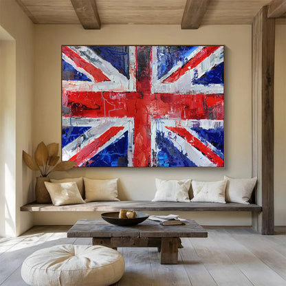 Textured Union Jack “Patriotic Palette Knife” Painting On Canvas DKH120