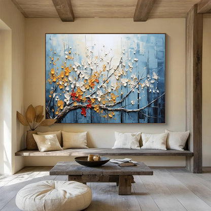 “Textured Blossom Branch” Botanical - inspired 3D - like Painting On Canvas DLZ160