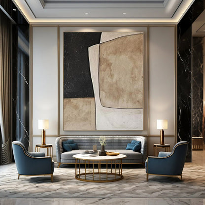 “Neutral Toned Geometric Collage” – Abstract Collage - Style Painting CT1109