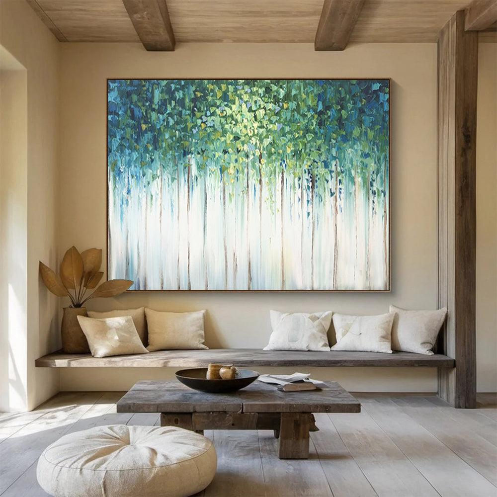 Emerald Green Forest - Abstract Landscape Painting On Canvas DLZ206