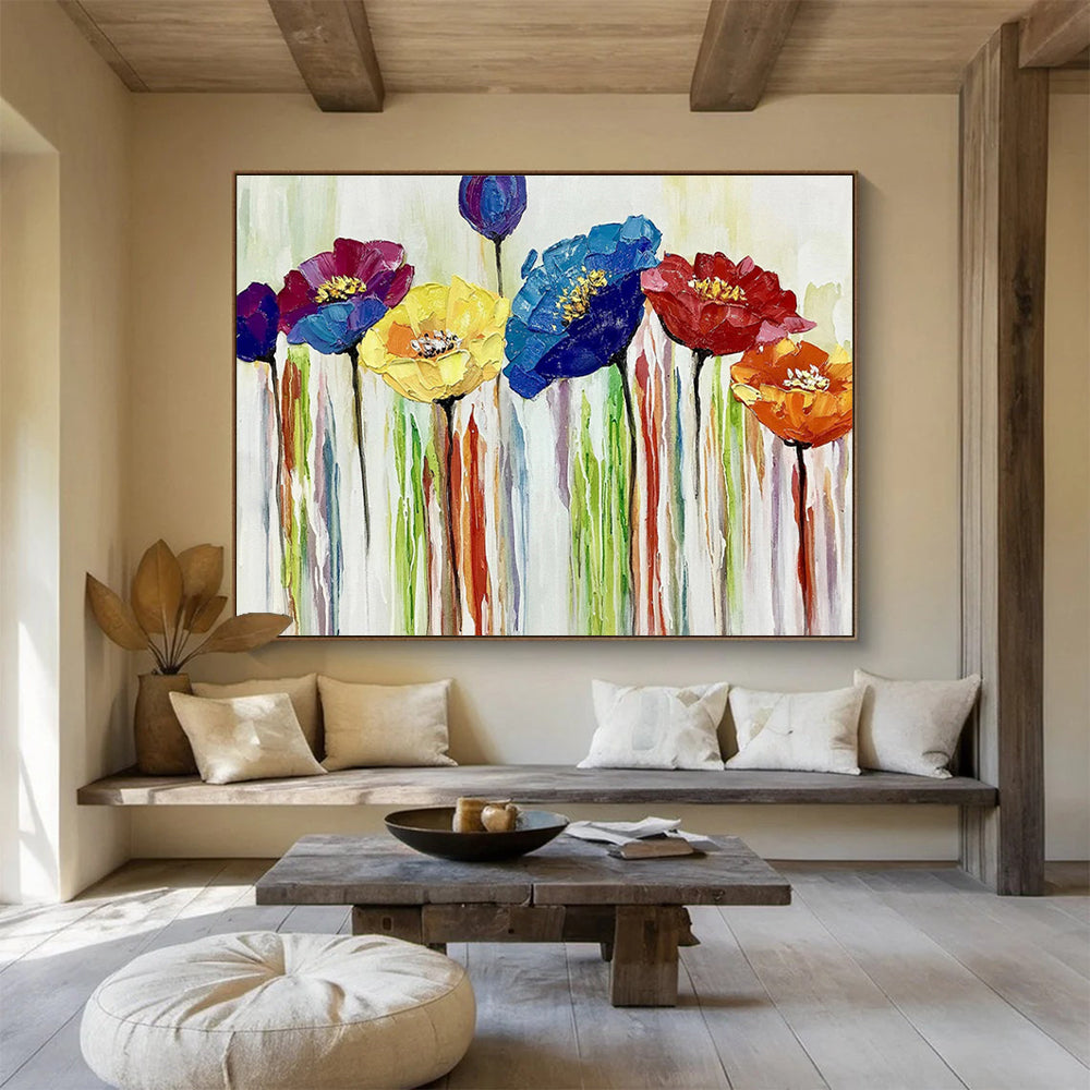 “Colorful Impasto Flowers” - Vibrant Floral Painting On Canvas DKH783