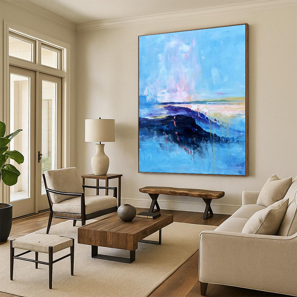 “Pastel Sky Coastal View” Abstract Acrylic Art CT0326