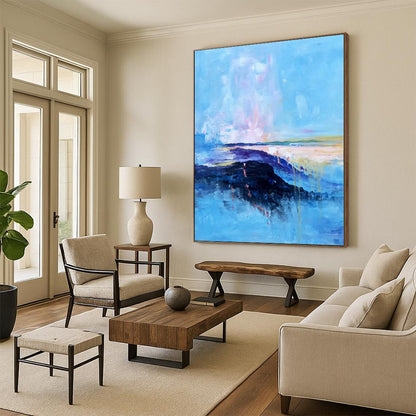 “Pastel Sky Coastal View” Abstract Acrylic Art CT0326