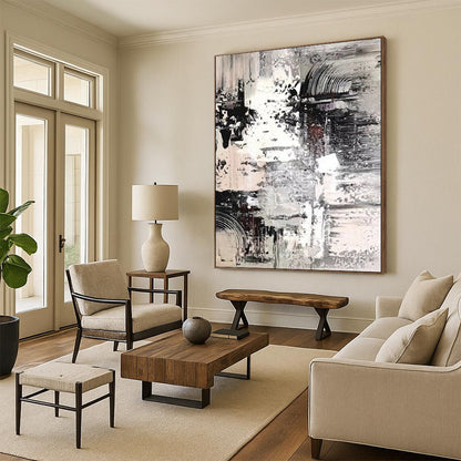 “Monochrome, Textured Layers ‘Gray Harmony’” - Abstract Impasto Painting On Canvas DTP392
