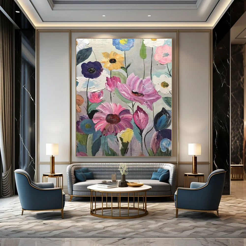 Colorful Impasto Flowers - Impasto Floral Oil On Canvas CT1306