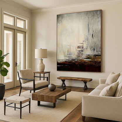 Abstract Cityscape in Muted Tones - Cityscape - Inspired Abstract Painting On Canvas CT2301