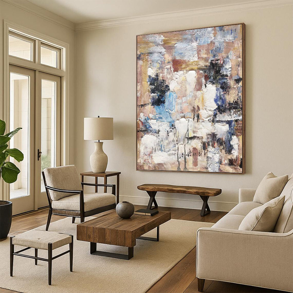 Muted Abstract Layers - Abstract Impasto Painting On Canvas DKH1303