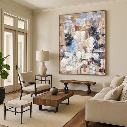 Muted Abstract Layers - Abstract Impasto Painting On Canvas DKH1303