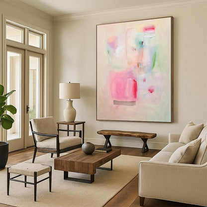 Soft Pastels, Minimal Shapes - "Gentle Whispers" - Abstract Minimalist Painting CT1854