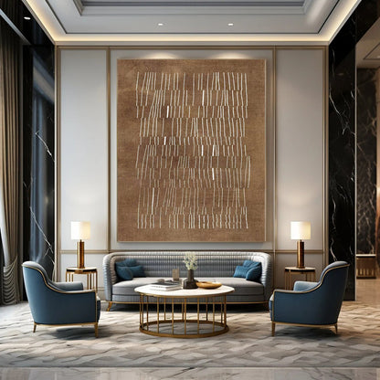 “Brown - White Linear Pattern” – Abstract Geometric Painting CT1095
