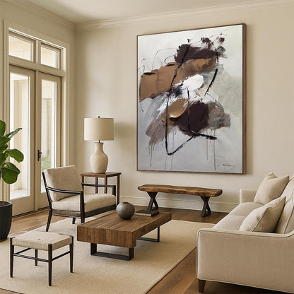 “Earthy Tones Abstract Fusion” – Textured Abstract Acrylic CT2084