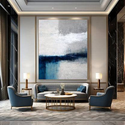 “Gray - Blue Calm Divide” – Minimalist Abstract Art CT1033