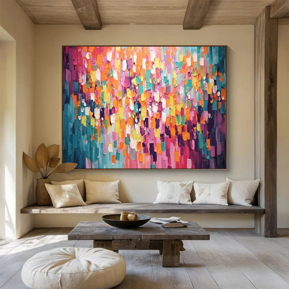 “Color Block Mosaic - Bright Square Abstract Painting On Canvas” DKH868