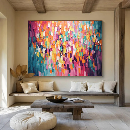 “Color Block Mosaic - Bright Square Abstract Painting On Canvas” DKH868