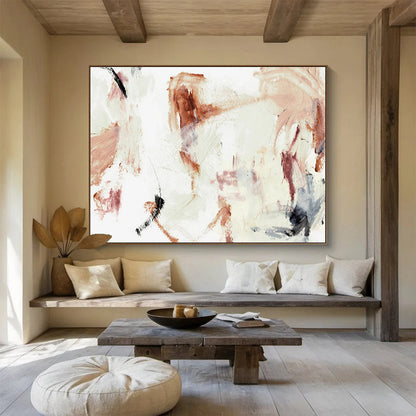 “Blush and Brown Abstract” Soft Abstract Painting On Canvas DLZ145