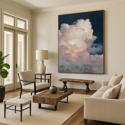 “Pink Clouds and Dark Sky” - Realistic - Style Cloud Oil Painting CT1975