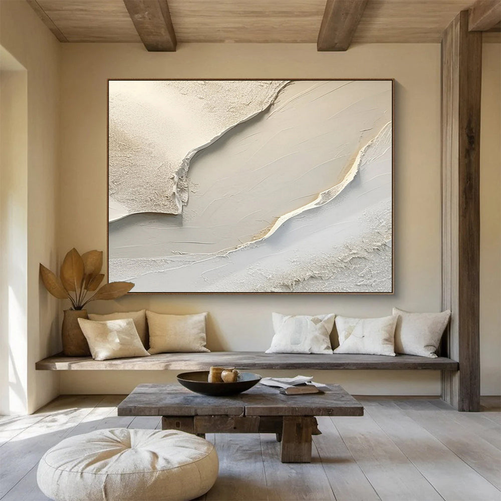 Textured Neutral Abstract - Subtle Beiges and Layered Textures Painting On Canvas DKH040