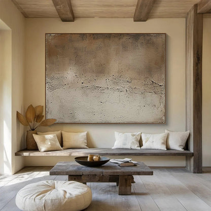 “Neutral Textured Calm” - Brown & Beige Minimalist Abstract Painting On Canvas DLZ255