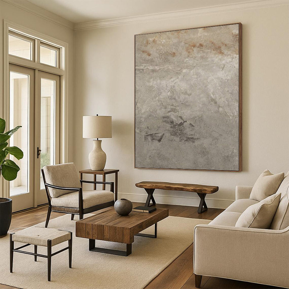 “Neutral Textured Background” - Gray & Brown Subtle Textured Painting On Canvas DKH0960