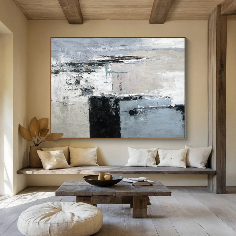 “Muted Gray - Blue Abstract” Minimalist Abstract Painting On Canvas DLZ152