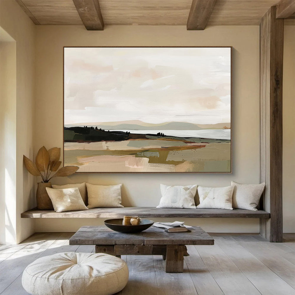 Soft Tones Landscape Serene Terrain Painting On Canvas DKH242