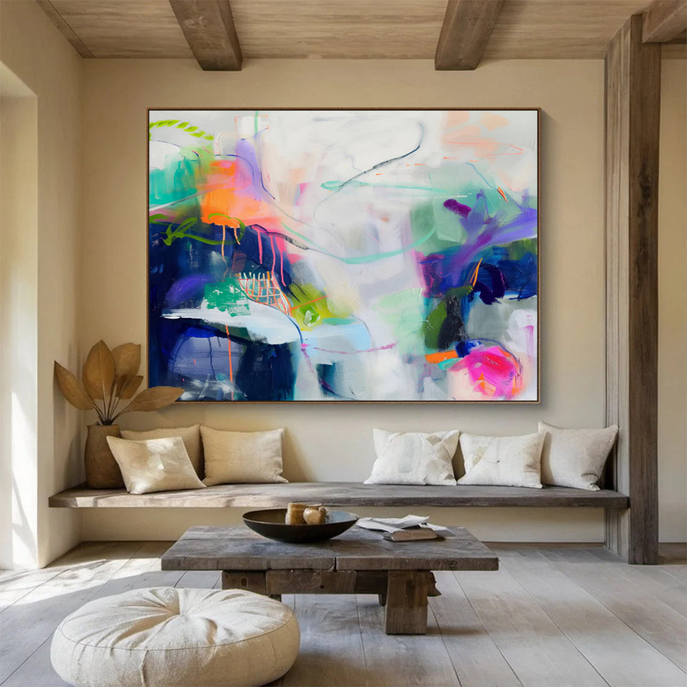 “Colorful Abstract Tangle” Abstract Acrylic Painting On Canvas DKH496